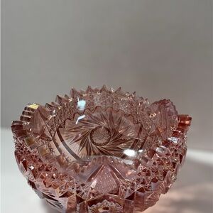 Vintage L.E. Smith Pink Carnival Glass Bowl “Comet In The Stars”